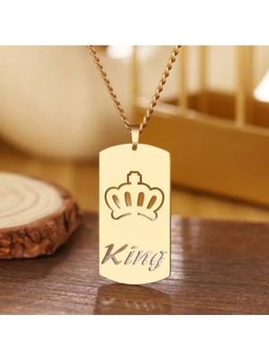925 Ayar Gümüş King Plaka Kolye