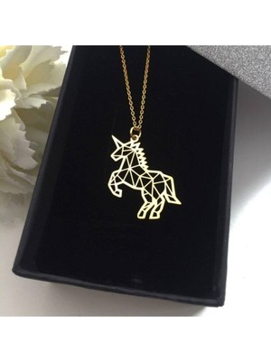 925 Ayar Gümüş Origami Unicorn Kolye