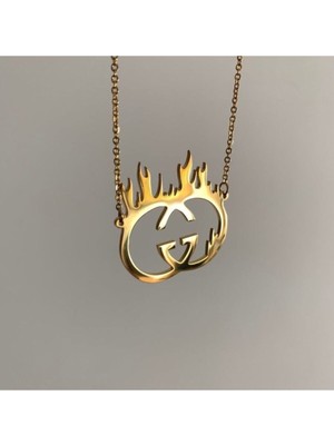 925 Ayar Gümüş Alev Font Tasarım Kolye