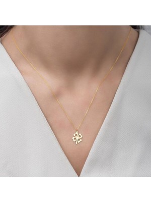 Has Altın Kaplama Dört Yapraklı Yonca 925K Kolye