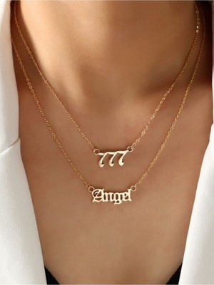 925 Ayar Gümüş Çift Zincir Melek Sayısı 777 Angel Kolye