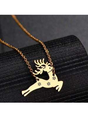 Has Altın Kaplama Geyik 925K Kolye