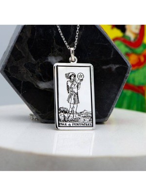 925 Ayar Gümüş Tarot (Page Of Pentacles) 5 Köşeli Yıldız Sayfası Kolye