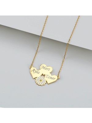 925 Ayar Gümüş 3 Isimli Papatya Kolye