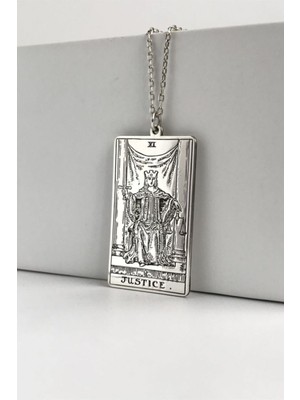 925 Ayar Gümüş Tarot (The Justice) Adalet Kolye