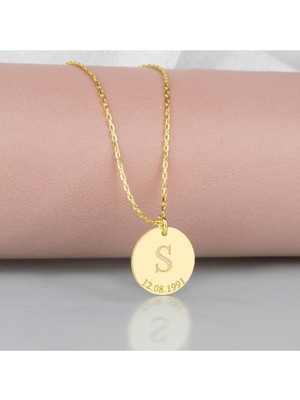 925 Ayar Gümüş Harf Tarih Disk Kolye