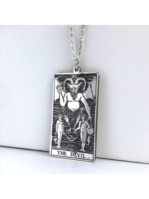925 Ayar Gümüş Tarot The Devil Şeytan Kolye