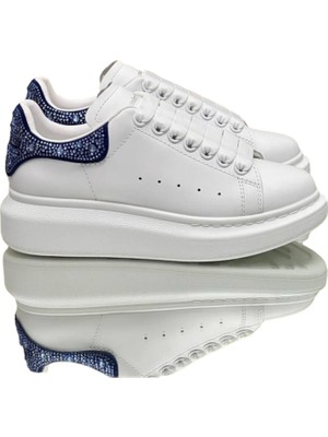 Globalux Women’s Alexander Mcqueen Sneakers - Sneaker In White/navy Blue - Alexander Mcqueen Kadın Sneaker