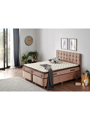 W. Cotton 180x200 cm Çift Kişilik Pedli Yatak Baza Başlık Takımı - Kumaş Baza, Başlık ve Yatak Seti