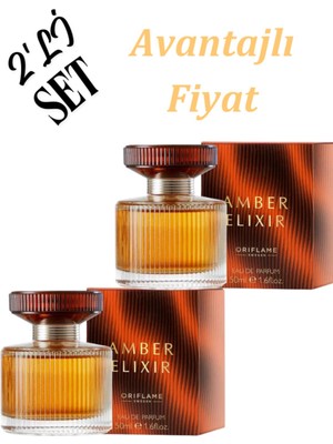 Oriflame Amber Elixir Kadın Parfümü 50 ml 2 Li Set Aromatik Koku Hediye