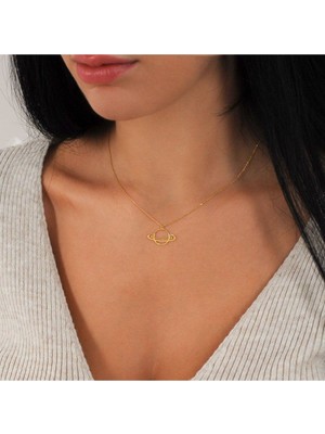 925 Ayar Gümüş Satürn Kolye