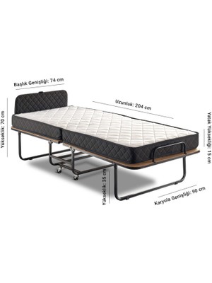 Niron XL Katlanır Yatak ve Karyola| 90x200 Portatif Sert Yatak ve Katlanabilir Somya Karyola