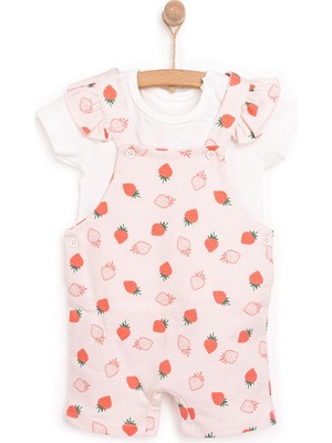 HelloBaby Basic Kız Çilek Desenli Şort Salopet-Tshirt Kız Bebek