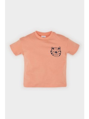 DeFacto Erkek Bebek Bisiklet Yaka Baskılı Kısa Kollu Tişört D7910A525SM