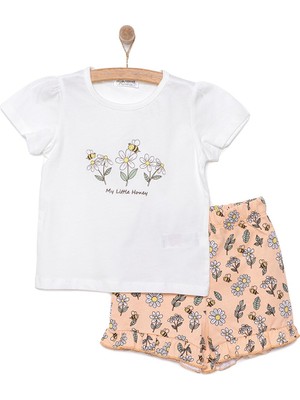 HelloBaby Basic Papatya ve Arı Baskılı Şortlu Takım Kız Bebek