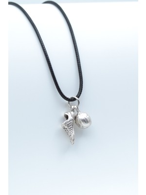 Futbol - Krampon - Top Gümüş Kaplama Deri İp Kolye