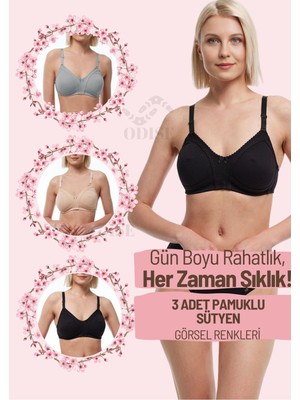 Odise Telsiz Süngersiz Kapsız Penye Toparlayıcı Sütyen 3'lü Paket (Büyük Beden Mevcuttur)