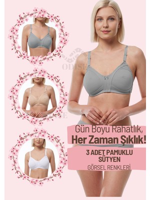 Odise Telsiz Süngersiz Kapsız Penye Toparlayıcı Sütyen 3'lü Paket (Büyük Beden Mevcuttur)
