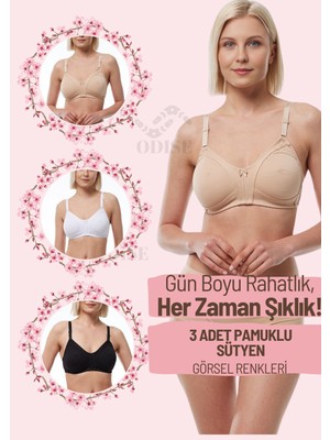 Odise Telsiz Süngersiz Kapsız Penye Toparlayıcı Sütyen 3'lü Paket (Büyük Beden Mevcuttur)