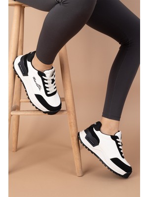 Nagano Kadın Beyaz Siyah Spor Ayakkabı BNI-11235