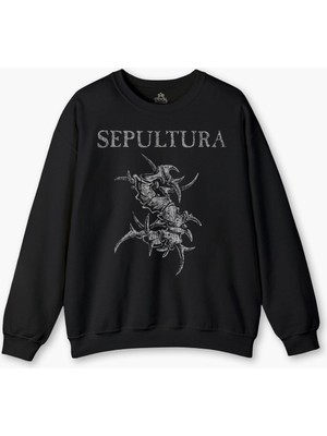 Sepultura Cavalera Metal Rock Music Brazil Müzik Baskılı Sweat Siyah Sweatshirt
