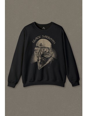 Siyah Unisex Sweatshirt Black Sabbath Rock Heavy Metal Arc Reactor Baskılı Sweat