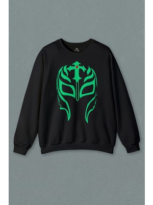 Unisex Siyah Sweatshirt Rey Mysterıo Wwe Amerikan Güreşi Baskılı Sweat