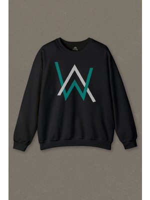 Siyah Sweatshirt Alan Walker Electro House Music Müzik Dj Dans Baskılı Unisex Sweat
