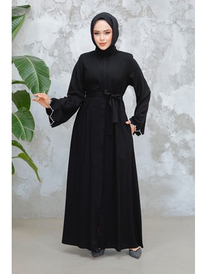 Kemerli Siyah Tesettür Ferace 29125S