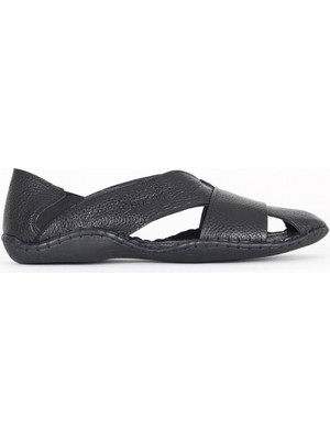 Bueno Shoes Siyah Flotter Deri Erkek Sandalet 34MS101 34MS101