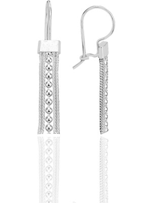 Gümüş 3 Sıra Toplu Midyat Hasırı Küpe SGTL12802GUMUS