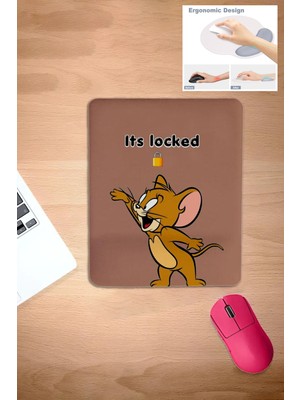 Karmat , Çizgi Film, Kahverengi Kare, Bilek Destekli Konforlu Mouse Pad, Bilgisayar, Laptop Aksesuarı