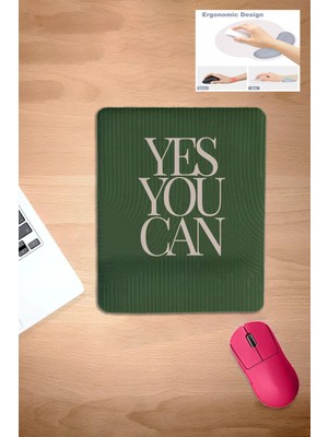 Karmat Yes You Can!, Yeşil Kare, Bilek Destekli Konforlu Mouse Pad, Laptop Bilgisayar Aksesuarı