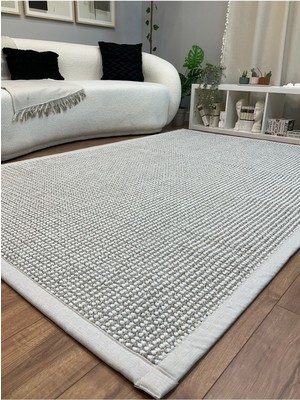 Saraz Halı Kumaş Bordür Bej Bukle Siyah Bordür  Halı Salon Koridor Mutfak Çocuk Odası Halısı  Kilim S263