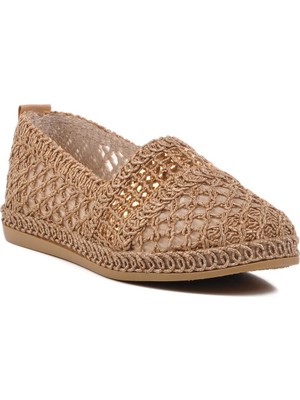 Pierre Cardin PC-54570 Z Vizon Hasır Örgü Taşlı Kadın Babet