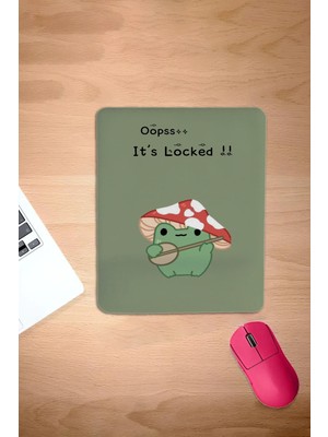 Karmat Kurbağa, Yeşil, Kare, Karikatür Desenli Mouse Pad, Bilekdestekli Mousepad, Laptop Bilgisayar Aksesuar