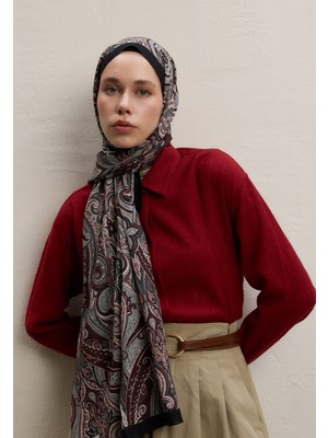 Ember Desen Şal Bordo