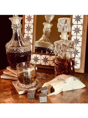 Mcreative 9 Adet Viski Soğutma Taşı Seti Viski Taşı Kesesi Doğal Granit Premium Hediyelik Soğutucu Taş, Pinecone, 2 x 2