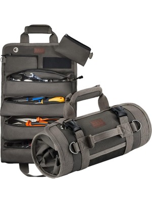 Mcreative Alet Çantası, Ağır Hizmet Tipi Kanvas Rulo Takım Çantası, Katlanabilir Alet Organizer El Çantası, Tamirci Marangoz Teknisyen Hobici Takım Çantası, Alet Takım Anahtar Düzenleyici Çanta Gri