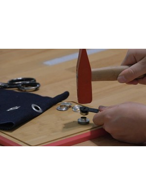 Mcreative No.26 (11 mm) Kendin Yap Kiti, Deri Çanta, El Örgüsü, Kağıt Ip, Makrome Ip Vs. Çanta İçin Çekiçle Uygulama Aparatları ve 15 Adet Kuşgözü Takım-Paslanmaz Pirinç (Gold)