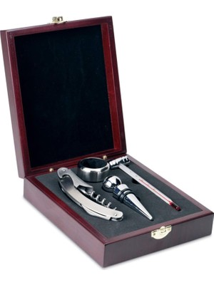 Mcreative Unique Home MC-87672 Ahşap Kutulu Şarap Seti, Kahverengi