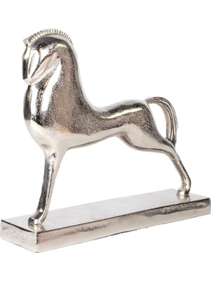 Metal Dekor At Figürlü Gümüş 40 x 10 x 34  cm .