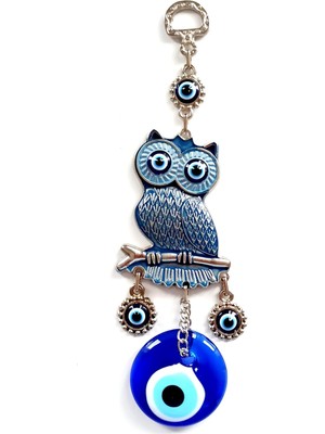 Mcreative Boncuklu Baykuş Lacivert Mini Duvar Süsü