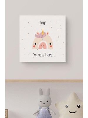 Mcreative Bebek Odası Için Minimal Unicorn Tasarımlı Kanvas 25 x 25 cm