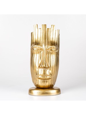 Mcreative Dekoratif Metal Yüz Dekor Gold 16 x 35 x 11  cm .
