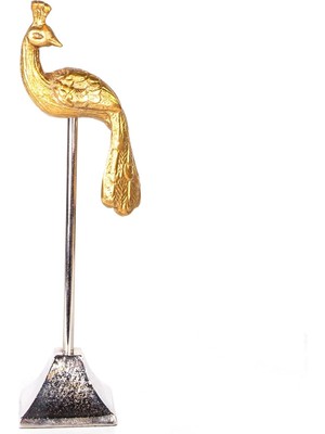 Metal Biblo Tavuskuşu Gold-Gümüş 10 x 7 x 28  cm .