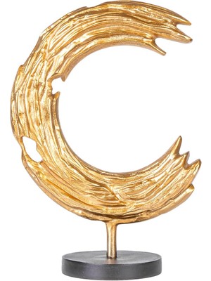 Metal Dekor Yarım Ay Figürlü Obje Gold-Siyah 27 x 14 x 40  cm .