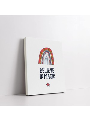 In Magic - Çocuk Odası Için Renkli Kanvas Tablo, Doğal Ahşap Çerçeveli, 30 x 40  cm