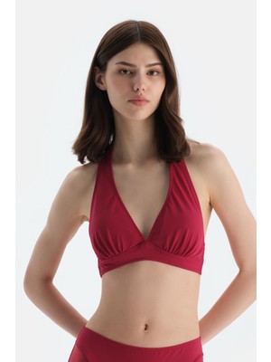 Dagi Bordo Üçgen Geniş Bikini Üst