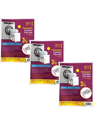 3 'lü Fermuarlı Çamaşır Filesi Seti